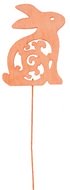 4113 Dřevěný zajíc 8 cm oranžový + drátek -1