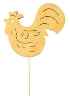 4116 Dřevěný kohout 8 cm žlutý + drátek -1