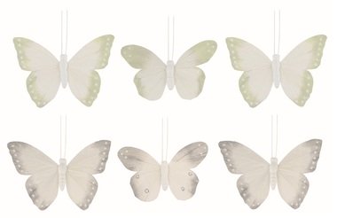 Motýli s glitry na klipu 9,5 x 9 x 2 cm, 6 ks v sáčku