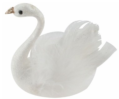 Labuť s glitry na klipu 10 x 9,5 x 5 cm