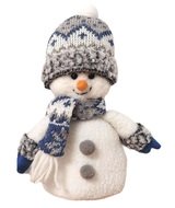 4591 Sněhulák v šedé čepici a s šálou na postavení 19 cm-1