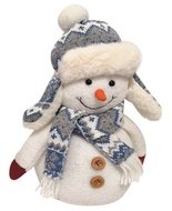 4592 Sněhulák v šedomodré šále na postavení 26 cm-1
