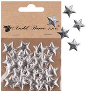 47010 Hvězdičky l&aacute;tkov&eacute; o 2 cm, 30 ks v s&aacute;čku, stř&iacute;brn&eacute;-1