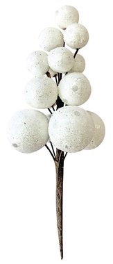 Větvička bílých bobulí s glitry 13 cm, 2 ks