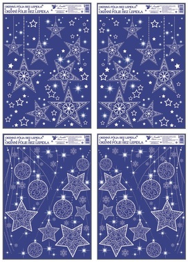 Okenní fólie rohová s glitrem hvězdy 38x30 cm