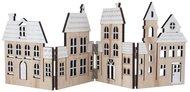 4989 Domky skl&aacute;dac&iacute; leporelo dřevěn&eacute; na postaven&iacute; 40 x 13,5 cm, b&iacute;l&eacute; střechy s glitrem-1