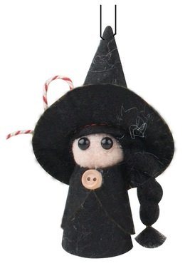 Čarodějka s knoflíkem 10,5 cm černá