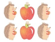 5150 Dřevěn&iacute; ježci a jabl&iacute;čka na kol&iacute;čku 4 cm, 6 ks -1