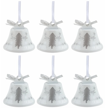 Zvonky na zavěšení bílé s lesíkem 4,5 cm, 6 ks