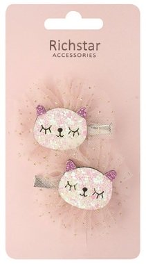 Sponky do vlasů s kočičkami s glitry 6 x 5,5 x 1 cm, 2 ks 