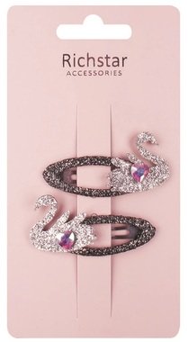 Sponky do vlasů  Labutě s glitry 6 x 3 x 0,5 cm, 2 ks 