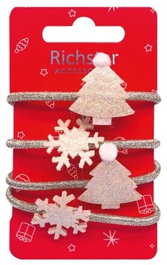 Gumičky do vlasů vánoční s glitry 4 ks 