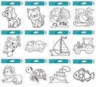 Předlohy s vyvýšenou konturou 14 x 14 cm, mix motivů