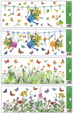 Okenní fólie pruh Květy 22,5 x 60 cm