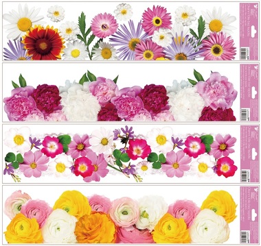 Okenní fólie pruh Květiny 64 x 15 cm