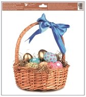 Okenní fólie – Košík s modrou mašlí