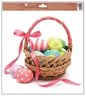 Okenní fólie – Košík s růžovou mašlí