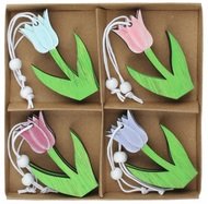 7128 Květina dřevěn&aacute; 3,5 x 6 x 0,5 cm na zavě&scaron;en&iacute;, 8 ks v krabičce-2