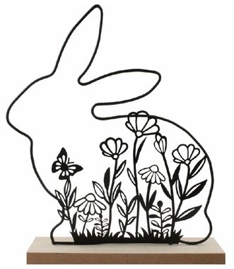 Zajíc z kovu 23 x 26 x 5 cm na postavení