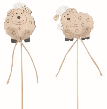 Ovce dřevěná 4,5 x 6 x 0,5 cm + špejle