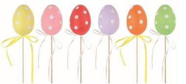 Velikonoční vejce plastové Barevné 6 cm + špejle
