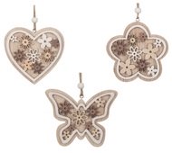 Dekorace dřevěná vyřezávaná na zavěšení 9 x 7 x 0,5 cm 