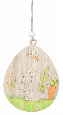 Vajíčko se zajícem dřevěné 7,5 x 9 x 0,5 cm, na zavěšení
