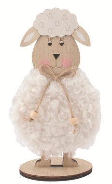 Ovce dřevěná bílá 11 x 20 x 6 cm na postavení