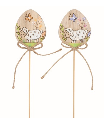 Vajíčko s ovcí dřevěné 4,5 x 5,5 x 0,5 cm + špejle