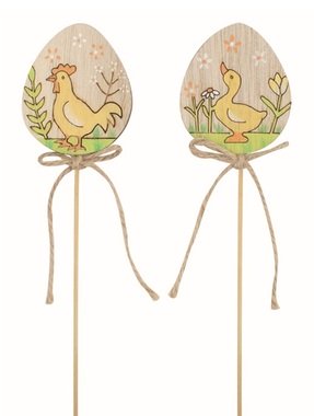 Vajíčko s husou nebo kohoutem dřevěné 4,5 x 5,5 x 0,5 cm + špejle