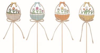 Košík květin dřevěný 4,5 x 5,5 x 0,5 cm + špejle 