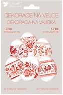 Smršťovací dekorace na vejce, červený motiv 12 ks 