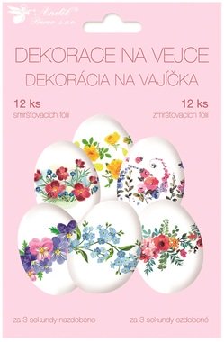 Smršťovací dekorace na vejce, květiny 12 ks
