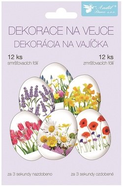 Smršťovací dekorace na vejce 12 ks, jarní květy