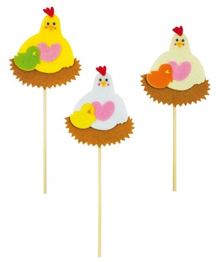 Zápich slepička v hnízdě 8 x 10 x 0,5 cm + špejle 