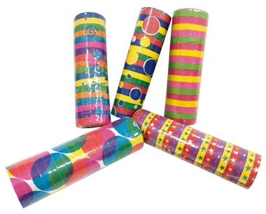 Serpentýna papírová barevná, 7 mm × 4 m, proužky v roli