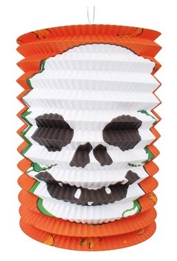 Lampion papírový válec, skládací Lebka 15 x 22 x 15 cm