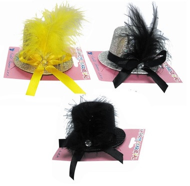 Klobouček na klipu s glitry, mix barev 10 cm