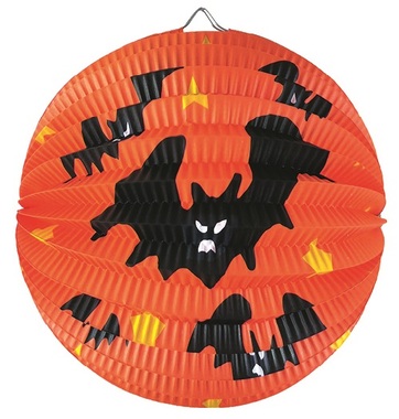 Lampion papírový kulatý, skládací Netopýři 25 cm