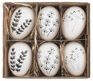 9328 Sada velikonočn&iacute;ch plastov&yacute;ch vajec malovan&eacute; Kv&iacute;t&iacute; 6 cm na zavě&scaron;en&iacute;, 6 ks v krabičce-1