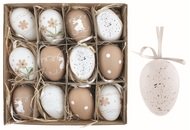 9336 Sada velikonočn&iacute;ch plastov&yacute;ch vajec B&iacute;l&aacute; a kr&eacute;mov&aacute; 6 cm na zavě&scaron;en&iacute;, 12 ks v krabičce-1