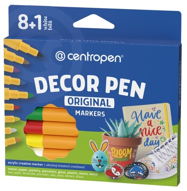 Značkovače DECORPEN na kov,sklo,plast,keramiku,kámen 8+1 ks CENTROPEN