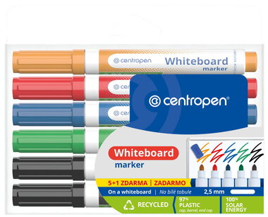 Fixy stíratelné Whiteboard Marker 6 ks, CENTROPEN