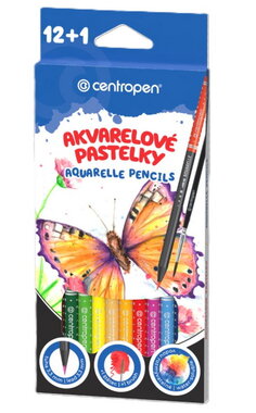 Akvarelové pastelky 12 ks se štětcem, Centropen