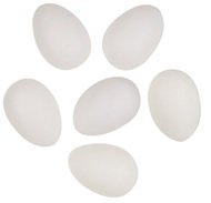 Bílá plastová vajíčka k dozdobení 6 ks, 8 cm